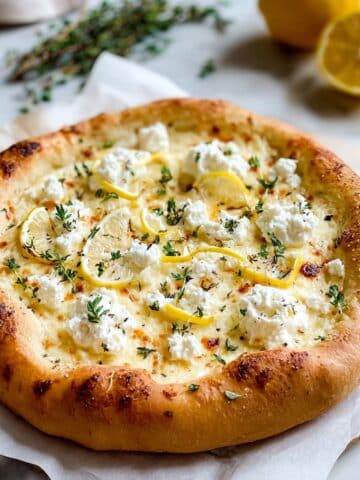 Lemon Pizza with Ricotta, Mozzarella, and Fresh Thyme Recipe