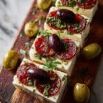 Marinated Cheese Appetizer with Salami & Green Olives Recipe