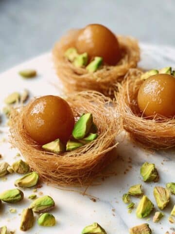 Gulab Jamun Kunafa Nests with Pistachios Recipe