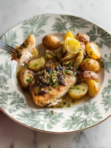 Lemon Herb Chicken with Roasted Potatoes and Leeks Recipe
