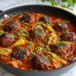 Caramelized Onion Meatballs and Potatoes Recipe