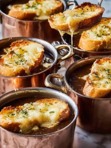 French Onion Soup with Caramelized Onions and Gruyère Croutons Recipe
