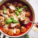 Chicken Parmesan Meatballs Stuffed with Mozzarella in Marinara Sauce Recipe