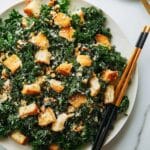 Parmesan Kale Salad with Homemade Croutons and Lemon Balsamic Dressing Recipe
