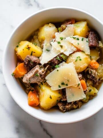 Beef and Lamb Irish Stew with Potatoes, Carrots, and Fresh Herbs Recipe