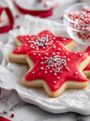 Red Star Orange Cookies with Bright Red Icing Recipe