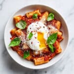 Roasted Red Pepper Rigatoni with Burrata Cream Sauce Recipe