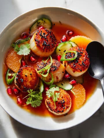 Seared Scallops with Pomegranate, Meyer Lemon, and Fresh Citrus Recipe