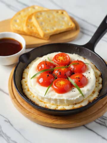 Hot Caprese Dip with Roasted Tomatoes & Burrata Recipe