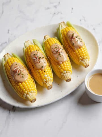 Vegan Elote (Mexican Street Corn) with Lime-Chili Vegan Mayo and Parmesan Recipe