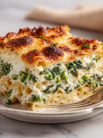 Vegan White Lasagna with Cashew Ricotta, Spinach, and Peas Recipe