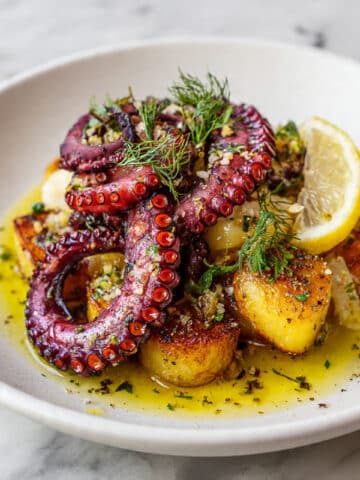 Grilled Octopus with Crispy Potatoes, Lemon, and Herbs Recipe