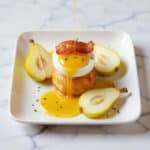 Sublime Burrata on Roasted Pears with Thyme, Grilled Pancetta & Maple Syrup Recipe