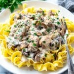 Creamy Beef Stroganoff with Mushrooms and Egg Noodles Recipe