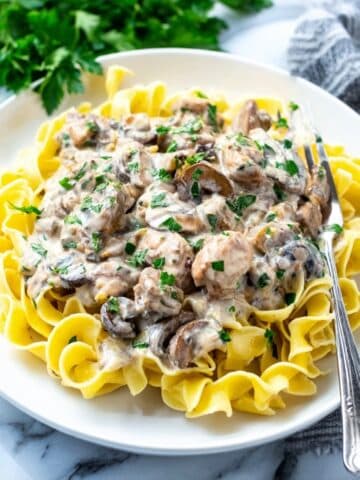 Creamy Beef Stroganoff with Mushrooms and Egg Noodles Recipe