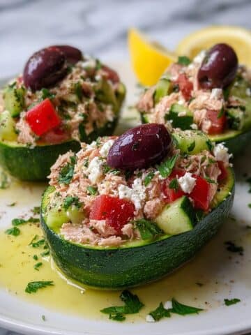 Mediterranean Tuna Salad Stuffed Avocados Recipe