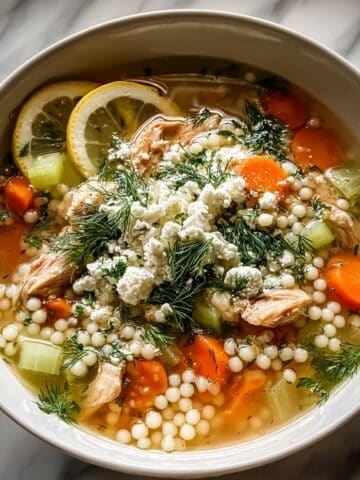 Greek Chicken Pearl Couscous Soup Recipe