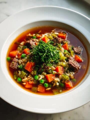 Hearty Beef and Orzo Soup with Fresh Garden Veggies Recipe