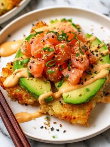 Crispy Rice Cakes with Sushi Toppings Recipe