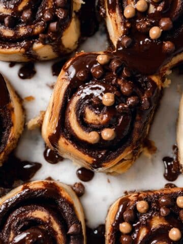 Fluffy Chocolate Cinnamon Rolls with Nutella Icing Recipe