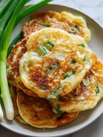 Crispy Rice Paper Scallion Pancakes with Dipping Sauce Recipe
