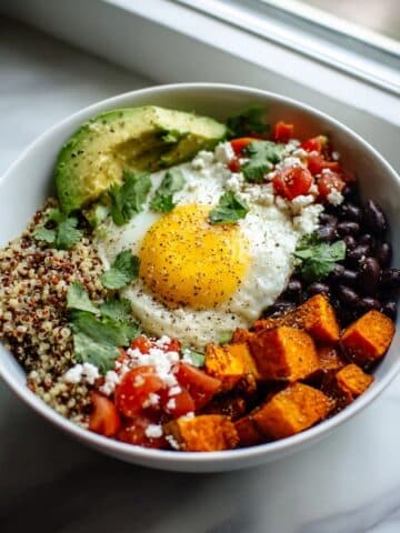 Easy Breakfast Sweet Potato Taco Bowl with Fried Egg Recipe