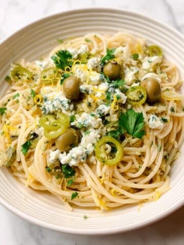 Dirty Martini Pasta with Blue Cheese and Capers Recipe