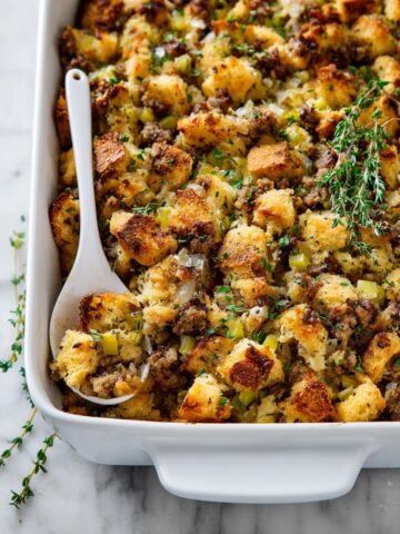 Sausage Stuffing with Herbs and French Bread Recipe