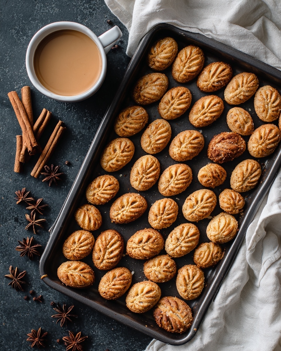 A white plate with three light brown twisted cookies with smooth texture sits in the front. Behind it, there is a white plate fully stacked with two layers of more twisted cookies, all light brown and slightly rough. On the left side, there are a few cinnamon sticks and cloves scattered on a white marbled surface. A cup filled with light brown coffee is placed behind the plate of cookies. A beige cloth is folded in the background. Photo taken with an iphone --ar 4:5 --v 7