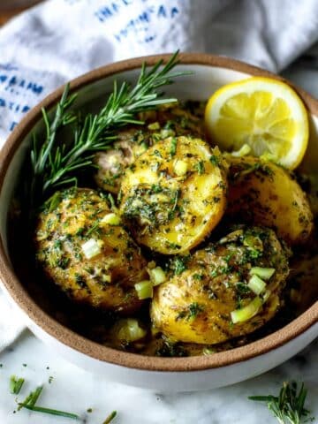 Rosemary Garlic Smashed Potatoes with Lemon Chive Aioli Recipe