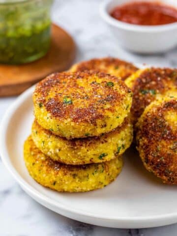 Pan-Fried Polenta Slices with Parmesan and Crispy Breadcrumbs Recipe