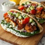 Cauliflower Pita Wraps with Roasted Veggies and Creamy Sauce Recipe