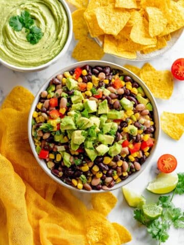 Fiesta Salad with Avocado Hummus and Crisped Corn Tortillas Recipe