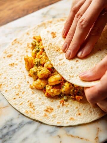 Shrimp Enchiladas with Creamy Chili Sauce and Melted Monterey Jack Cheese Recipe