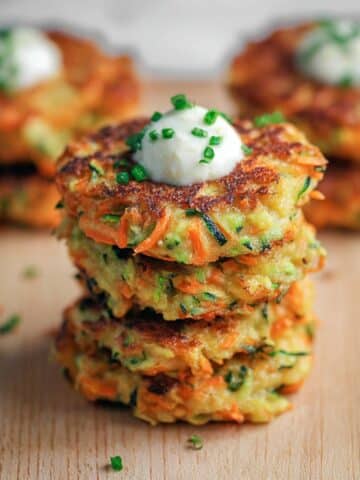 Crispy Vegetable Fritters with Avocado Yogurt Dipping Sauce Recipe