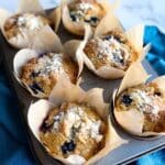 Potato Flake Sourdough Blueberry Muffins with Crumb Topping Recipe