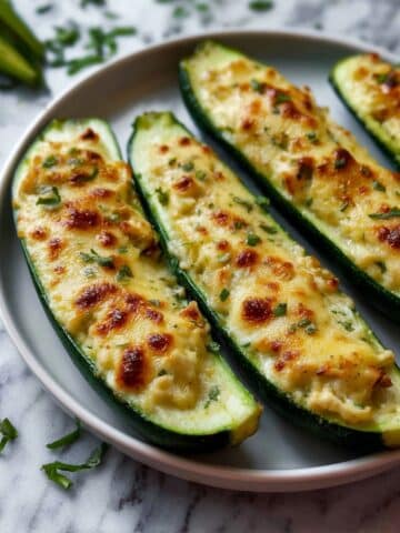 Ricotta Stuffed Zucchini Boats with Melty Mozzarella and Herbs Recipe