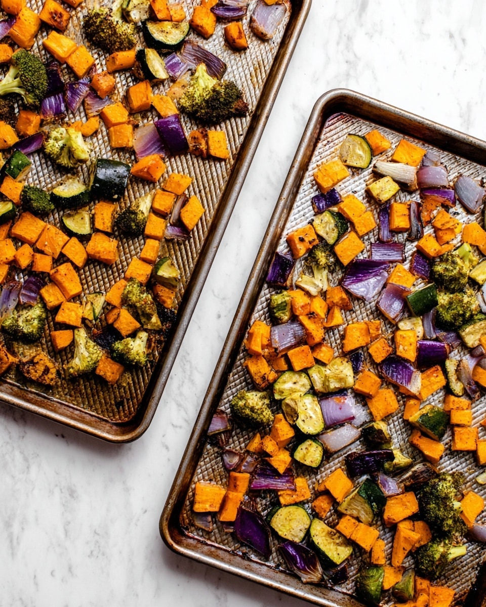 A white bowl filled with three main layers of roasted vegetables on a white marbled surface: the bottom layer has bright green broccoli florets with slightly charred edges, the middle layer has large chunks of deep orange sweet potatoes, and the top layer has light purple-red onion pieces and small green zucchini slices. The dish is sprinkled with white grated cheese, and a silver spoon is placed on the right side inside the bowl. In the background, there is a small white bowl with a light sprinkle of cheese and a part of a baking tray with orange vegetables. photo taken with an iphone --ar 4:5 --v 7