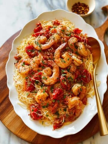 Easy Shrimp Scampi with Cherry Tomatoes and Angel Hair Pasta Recipe