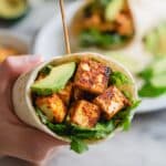 Garlic Roasted Cauliflower and Spicy Baked Tofu Burritos Recipe