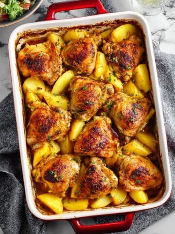 Roasted Chicken Thighs and Potatoes with Lemon and Rosemary Recipe
