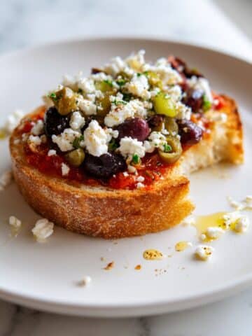 5-Ingredient Tomato Toast with Feta and Olives Recipe