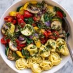 Tortellini with Pesto and Roasted Veggies Recipe