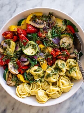 Tortellini with Pesto and Roasted Veggies Recipe