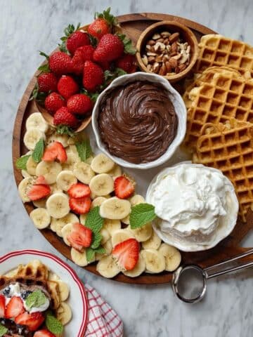 Belgian Waffle Dessert Board with Fruit, Nutella, and Cookie Butter Recipe