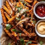 Garlic Parmesan Sweet Potato Fries with Spicy Aioli Recipe