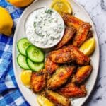 Greek Chicken Wings with Cucumber Dipping Sauce Recipe