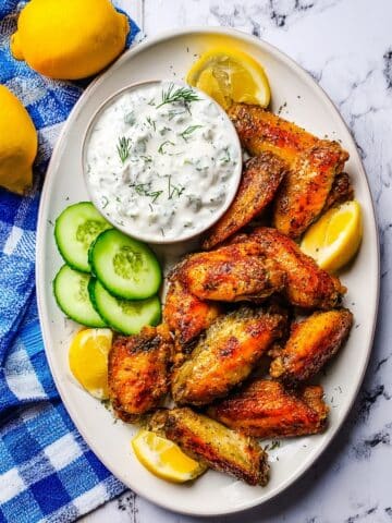 Greek Chicken Wings with Cucumber Dipping Sauce Recipe