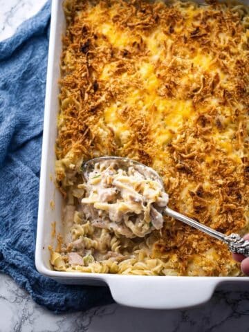 Homemade Tuna Casserole from Scratch with Mushrooms and Cheddar Recipe