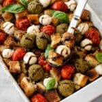 Sheet Pan Pesto Chicken Meatballs with Roasted Cherry Tomatoes and Balsamic Glaze Recipe